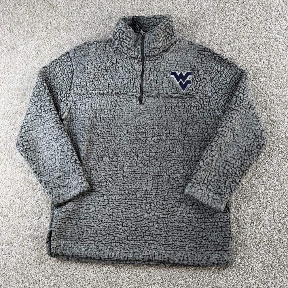 West Virginia Mountaineers Sweatshirt Mens Medium Gray NCAA Boxercraft Sherpa